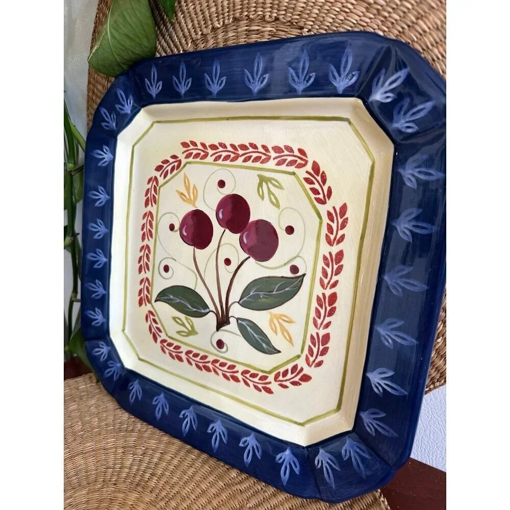 Certified International Nancy Green Cherry dish